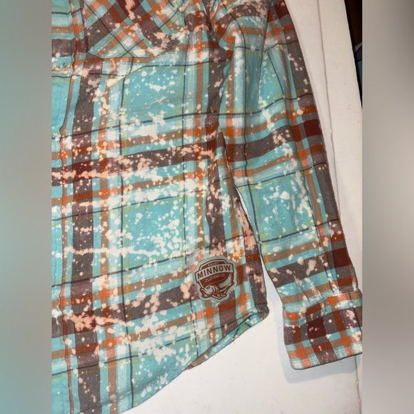Angry Minnow Womens S Flannel Shirt Teal Life Can Be Amazing Right Kind Weird - Picture 2 of 9